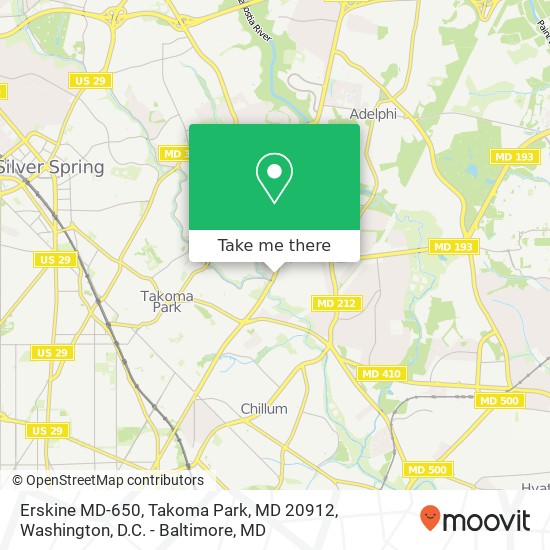 Mapa de Erskine MD-650, Takoma Park, MD 20912