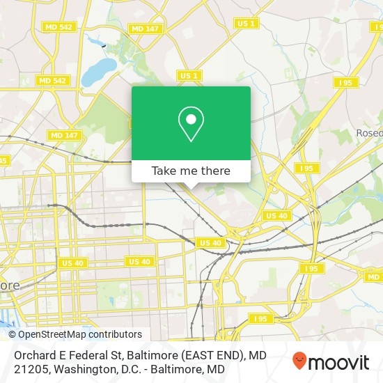 Mapa de Orchard E Federal St, Baltimore (EAST END), MD 21205