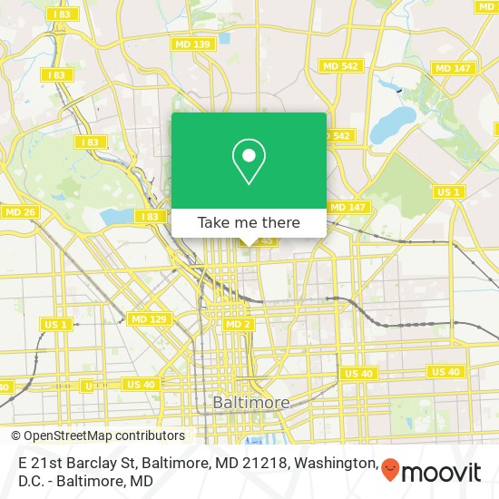 Mapa de E 21st Barclay St, Baltimore, MD 21218