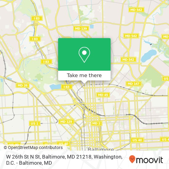Mapa de W 26th St N St, Baltimore, MD 21218