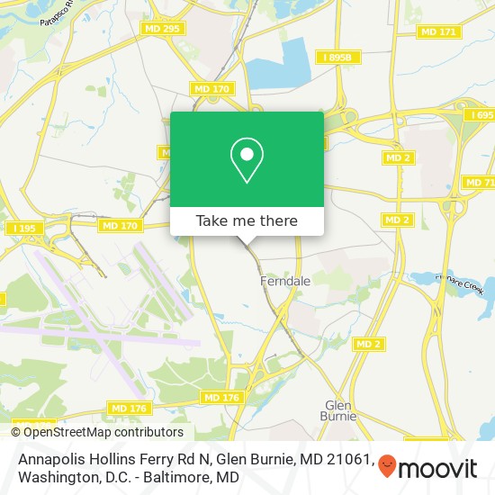 Mapa de Annapolis Hollins Ferry Rd N, Glen Burnie, MD 21061
