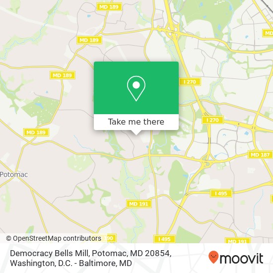 Democracy Bells Mill, Potomac, MD 20854 map