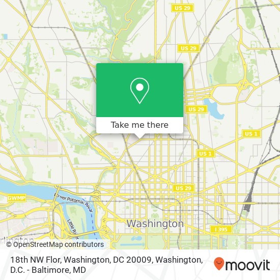 Mapa de 18th NW Flor, Washington, DC 20009
