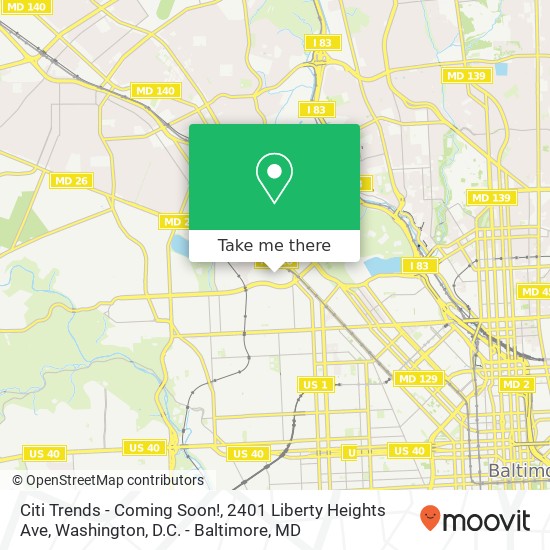 Mapa de Citi Trends - Coming Soon!, 2401 Liberty Heights Ave