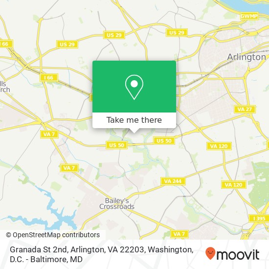Mapa de Granada St 2nd, Arlington, VA 22203