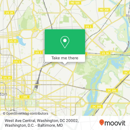 Mapa de West Ave Central, Washington, DC 20002