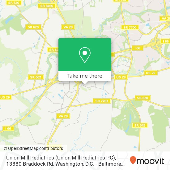 Mapa de Union Mill Pediatrics (Union Mill Pediatrics PC), 13880 Braddock Rd