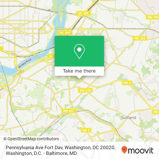 Mapa de Pennsylvania Ave Fort Dav, Washington, DC 20020