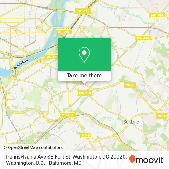 Mapa de Pennsylvania Ave SE Fort St, Washington, DC 20020