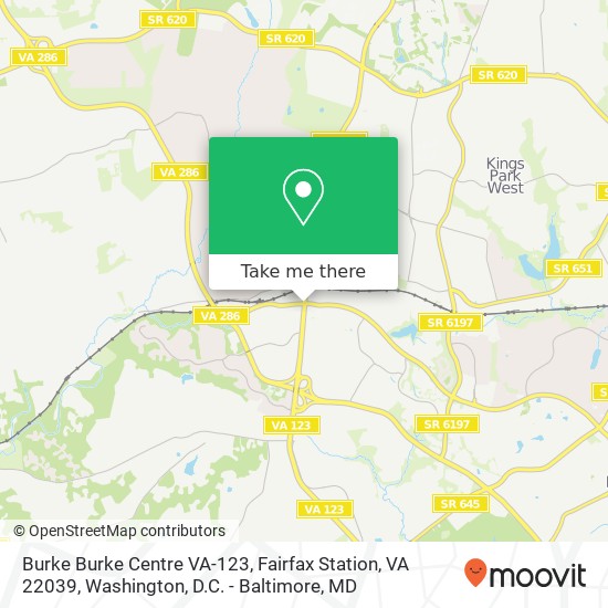Mapa de Burke Burke Centre VA-123, Fairfax Station, VA 22039