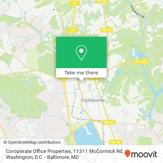 Coroporate Office Properties, 11311 McCormick Rd map