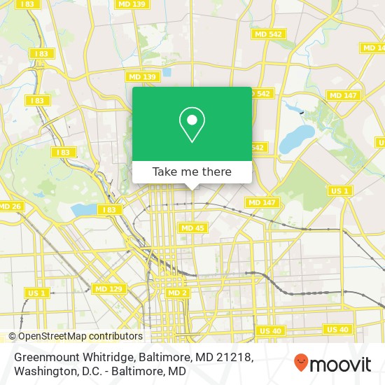 Mapa de Greenmount Whitridge, Baltimore, MD 21218