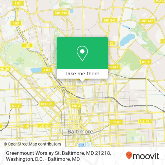 Greenmount Worsley St, Baltimore, MD 21218 map