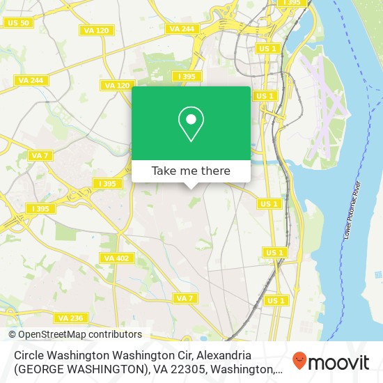 Mapa de Circle Washington Washington Cir, Alexandria (GEORGE WASHINGTON), VA 22305