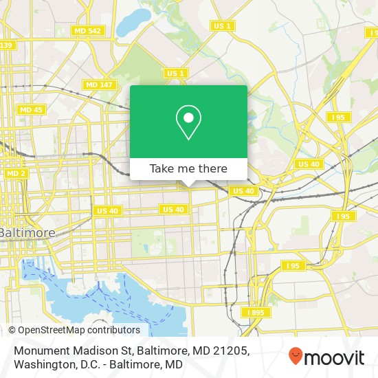 Mapa de Monument Madison St, Baltimore, MD 21205