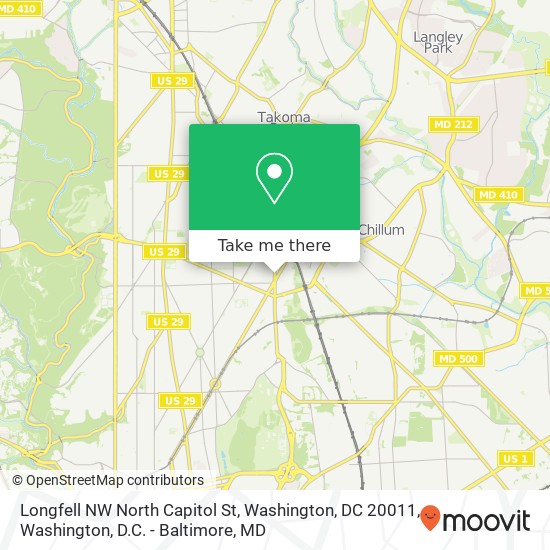 Mapa de Longfell NW North Capitol St, Washington, DC 20011