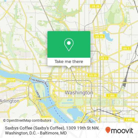 Mapa de Saxbys Coffee (Saxby's Coffee), 1309 19th St NW