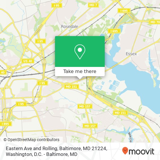 Mapa de Eastern Ave and Rolling, Baltimore, MD 21224