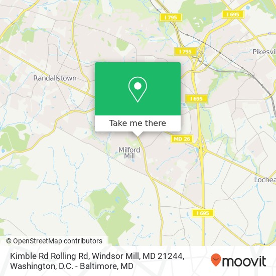 Mapa de Kimble Rd Rolling Rd, Windsor Mill, MD 21244