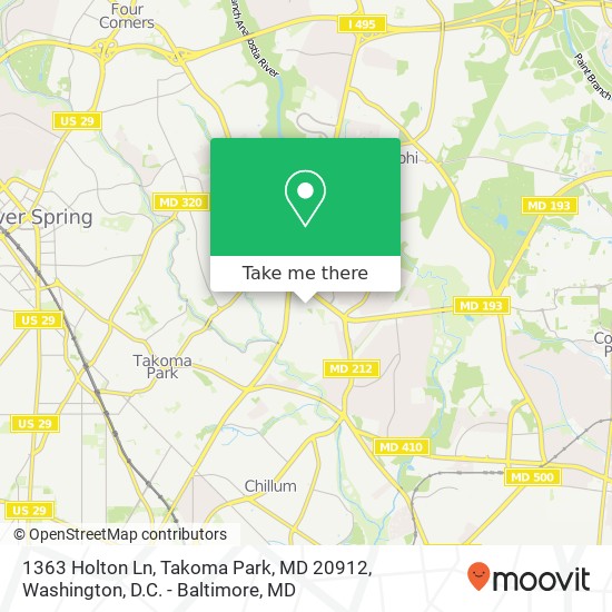 Mapa de 1363 Holton Ln, Takoma Park, MD 20912