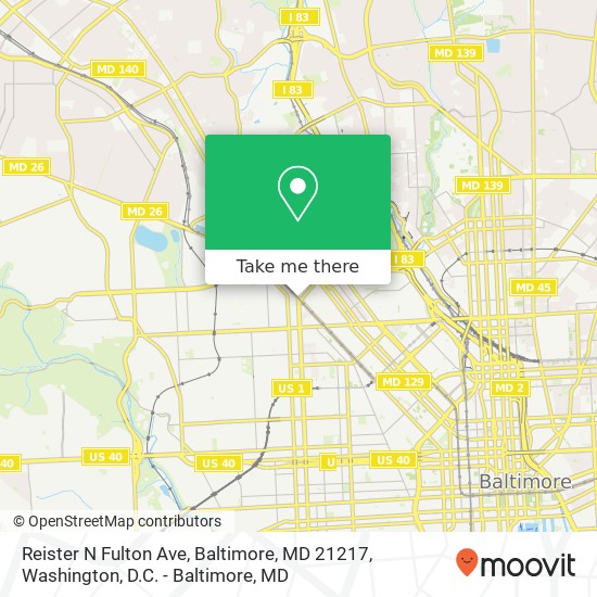 Mapa de Reister N Fulton Ave, Baltimore, MD 21217