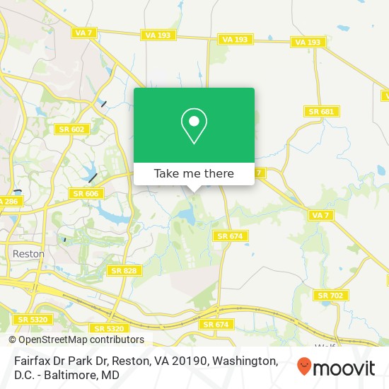Fairfax Dr Park Dr, Reston, VA 20190 map