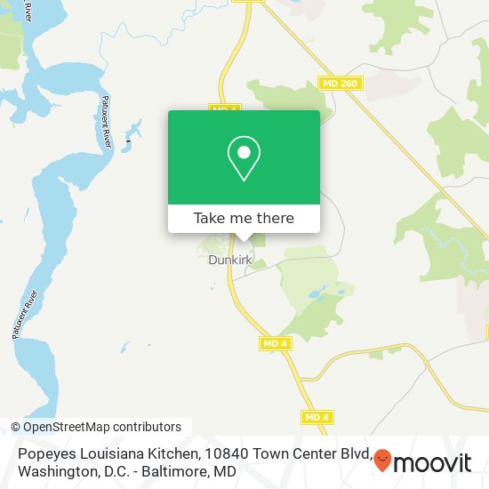 Mapa de Popeyes Louisiana Kitchen, 10840 Town Center Blvd
