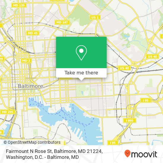 Mapa de Fairmount N Rose St, Baltimore, MD 21224