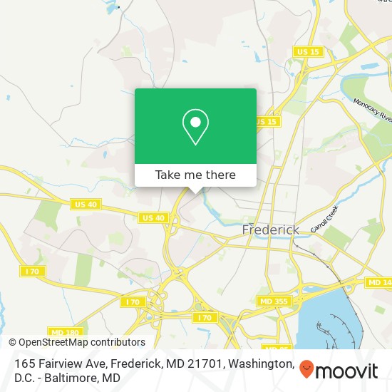 Mapa de 165 Fairview Ave, Frederick, MD 21701