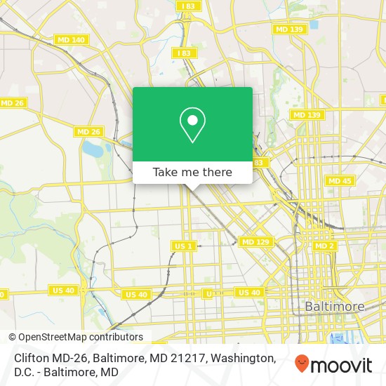 Clifton MD-26, Baltimore, MD 21217 map