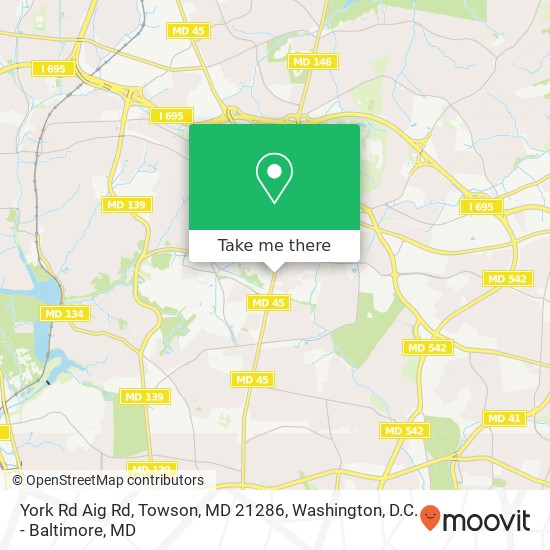 Mapa de York Rd Aig Rd, Towson, MD 21286