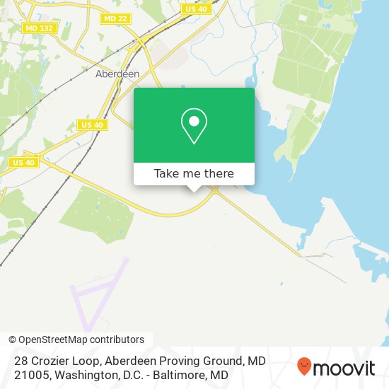 Mapa de 28 Crozier Loop, Aberdeen Proving Ground, MD 21005