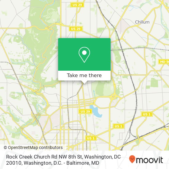 Mapa de Rock Creek Church Rd NW 8th St, Washington, DC 20010