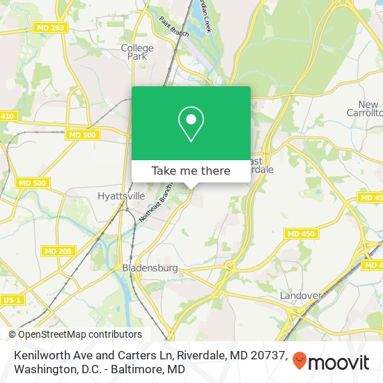 Kenilworth Ave and Carters Ln, Riverdale, MD 20737 map