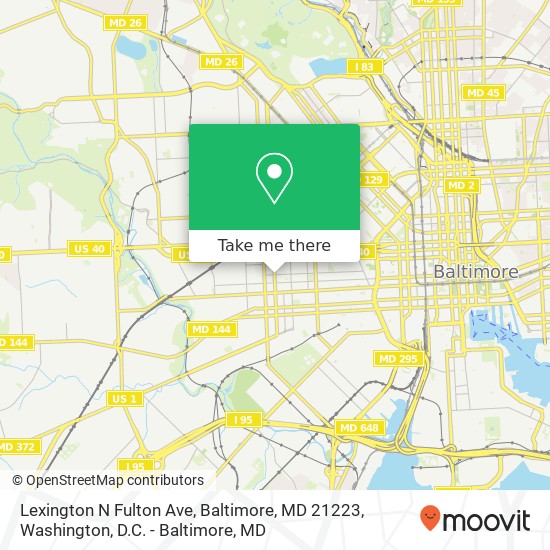 Lexington N Fulton Ave, Baltimore, MD 21223 map