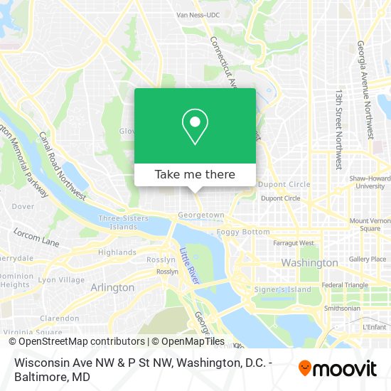 Wisconsin Ave NW & P St NW map