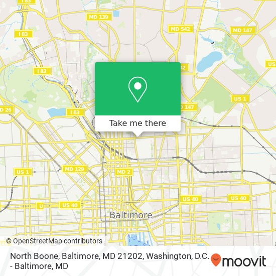 North Boone, Baltimore, MD 21202 map