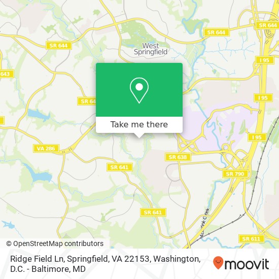 Mapa de Ridge Field Ln, Springfield, VA 22153