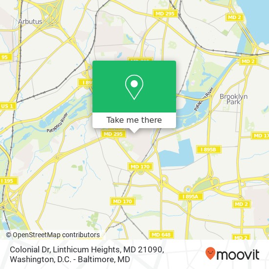 Colonial Dr, Linthicum Heights, MD 21090 map