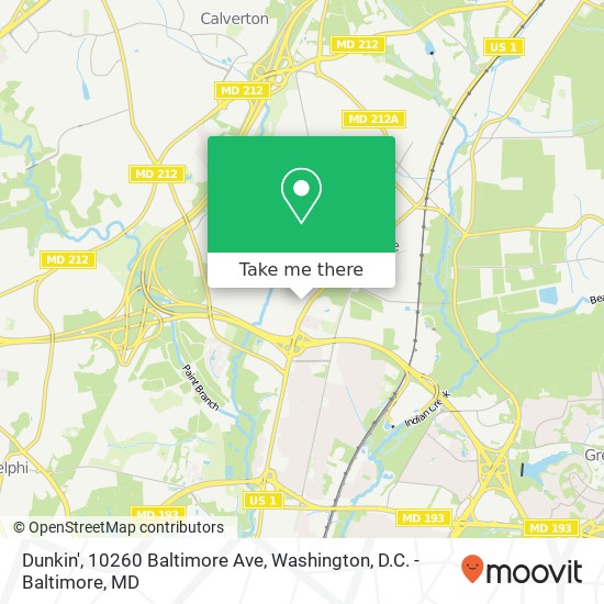 Mapa de Dunkin', 10260 Baltimore Ave