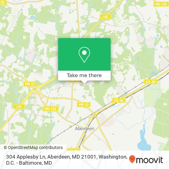 Mapa de 304 Applesby Ln, Aberdeen, MD 21001