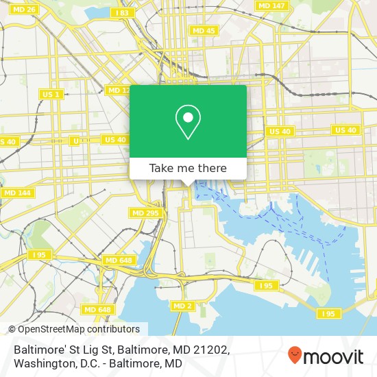 Mapa de Baltimore' St Lig St, Baltimore, MD 21202