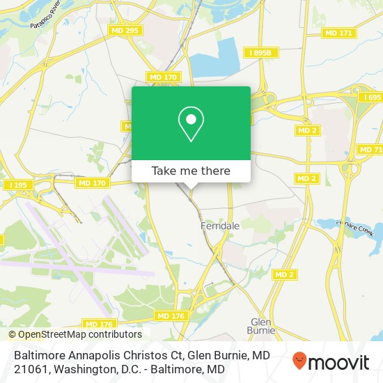 Mapa de Baltimore Annapolis Christos Ct, Glen Burnie, MD 21061