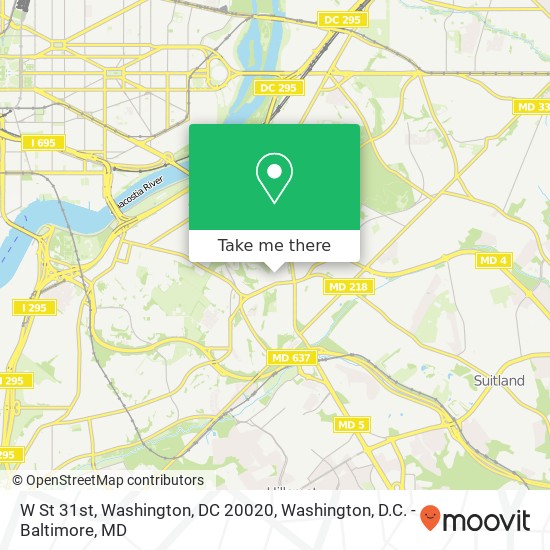 W St 31st, Washington, DC 20020 map