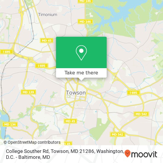 Mapa de College Souther Rd, Towson, MD 21286