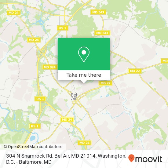Mapa de 304 N Shamrock Rd, Bel Air, MD 21014
