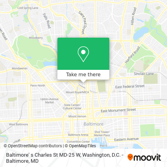 Mapa de Baltimore' s Charles St MD-25 W