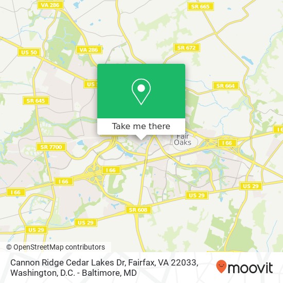 Mapa de Cannon Ridge Cedar Lakes Dr, Fairfax, VA 22033