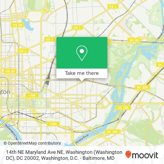 Mapa de 14th NE Maryland Ave NE, Washington (Washington DC), DC 20002