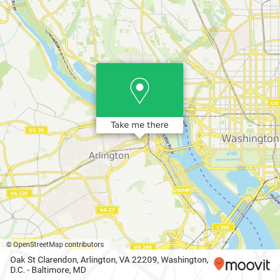 Mapa de Oak St Clarendon, Arlington, VA 22209